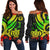 Tonga Women Off Shoulder Sweater - Reagae Tentacle Turtle Art - Polynesian Pride