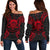 Tuvalu Polynesian Shoulder Sweater Map Red Red - Polynesian Pride