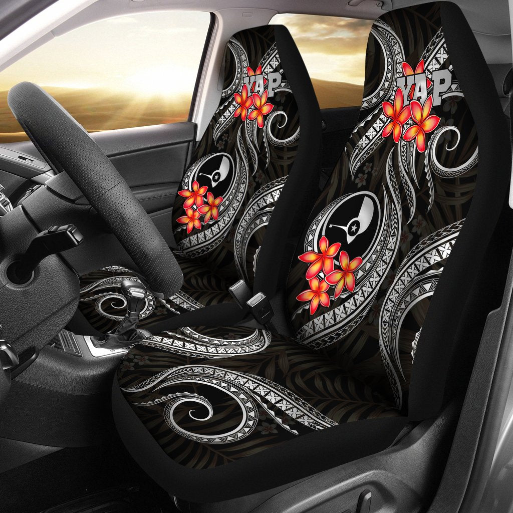 Yap Micronesian Car Seat Covers - Black Plumeria Universal Fit BLACK - Polynesian Pride