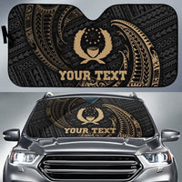 Polynesian Pohnpei Custom Personalised Sun Shades - Gold Tribal Wave Auto Sun Shade Universal Fit Gold - Polynesian Pride
