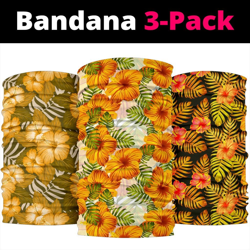 Hawaiian Hibiscus Yellow Set Bandana 3-Pack - Polynesian Pride