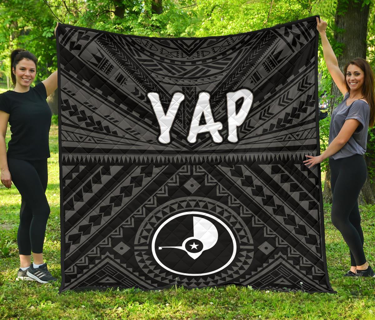 Yap Premium Quilt - Yap Seal With Polynesian Tattoo Style - Polynesian Pride