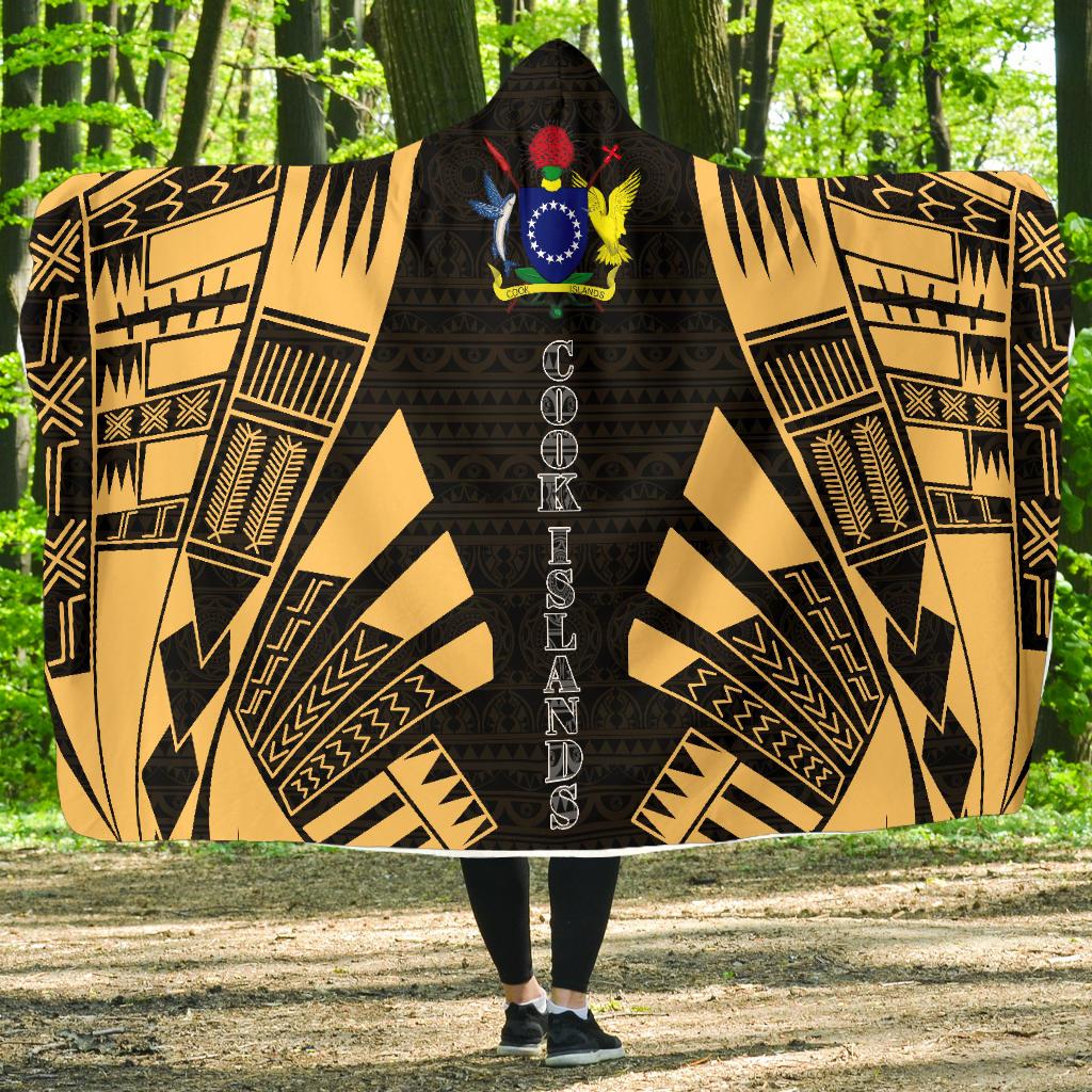 Cook Islands Hooded Blanket - Polynesian Tattoo Gold Hooded Blanket Gold - Polynesian Pride