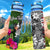 New Caledonia Custom Personalised Hydro Tracking Bottle - Turtle Plumeria Banana Leaf Crest Hydro Tracking Bottle 32oz Large Black - Polynesian Pride