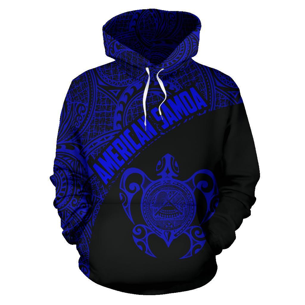 American Samoa Hoodie American Samoa Seal In Turtle Polynesian Tattoo Blue - Polynesian Pride