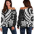 Tonga Women Off Shoulder Sweater - White Tentacle Turtle White - Polynesian Pride