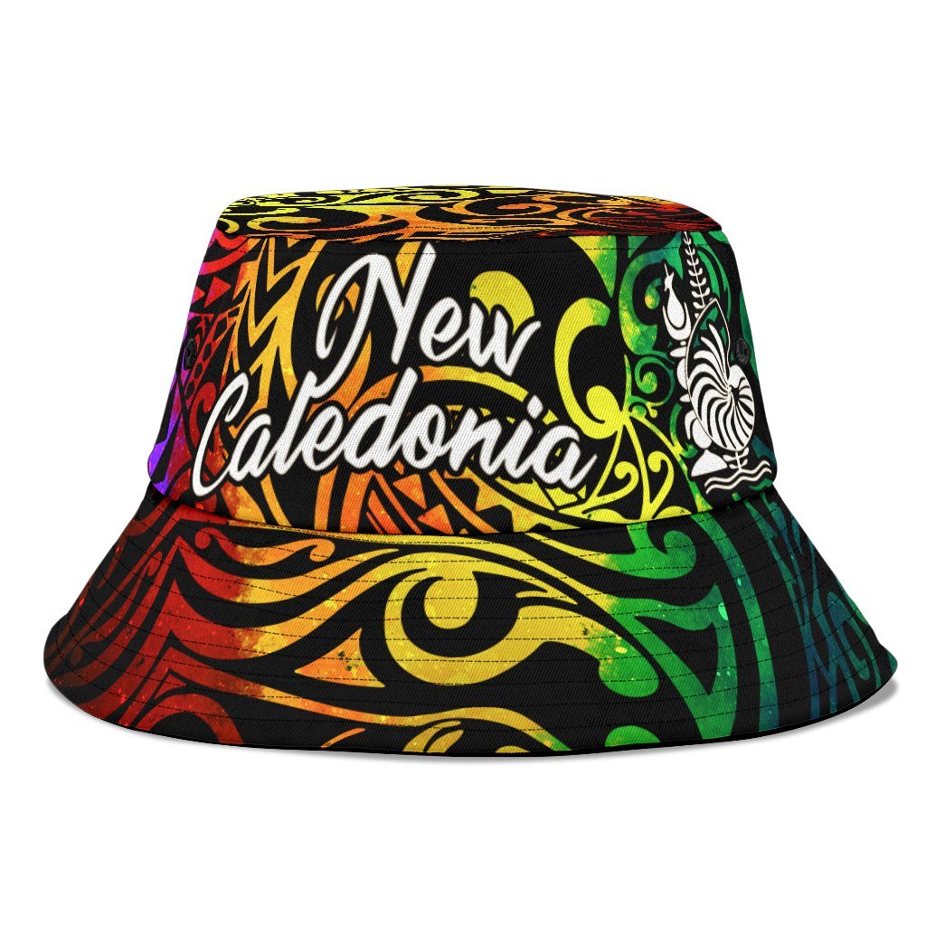 New Caledonia Bucket Hat - Rainbow Polynesian Pattern - Polynesian Pride