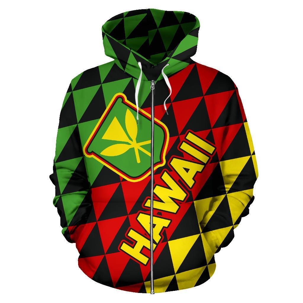 Hawaiii Zip up Hoodie Hawaii Kanaka Maoli Flag - Polynesian Pride