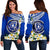 Northern Mariana Islands Women's Off Shoulder Sweater - Polynesian Plumeria Pattern Blue - Polynesian Pride