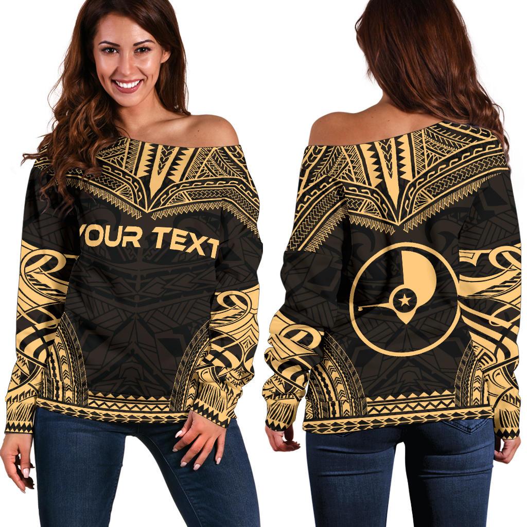 Yap Polynesian Chief Custom Personalised Women's Off Shoulder Sweater - Gold Version Gold - Polynesian Pride