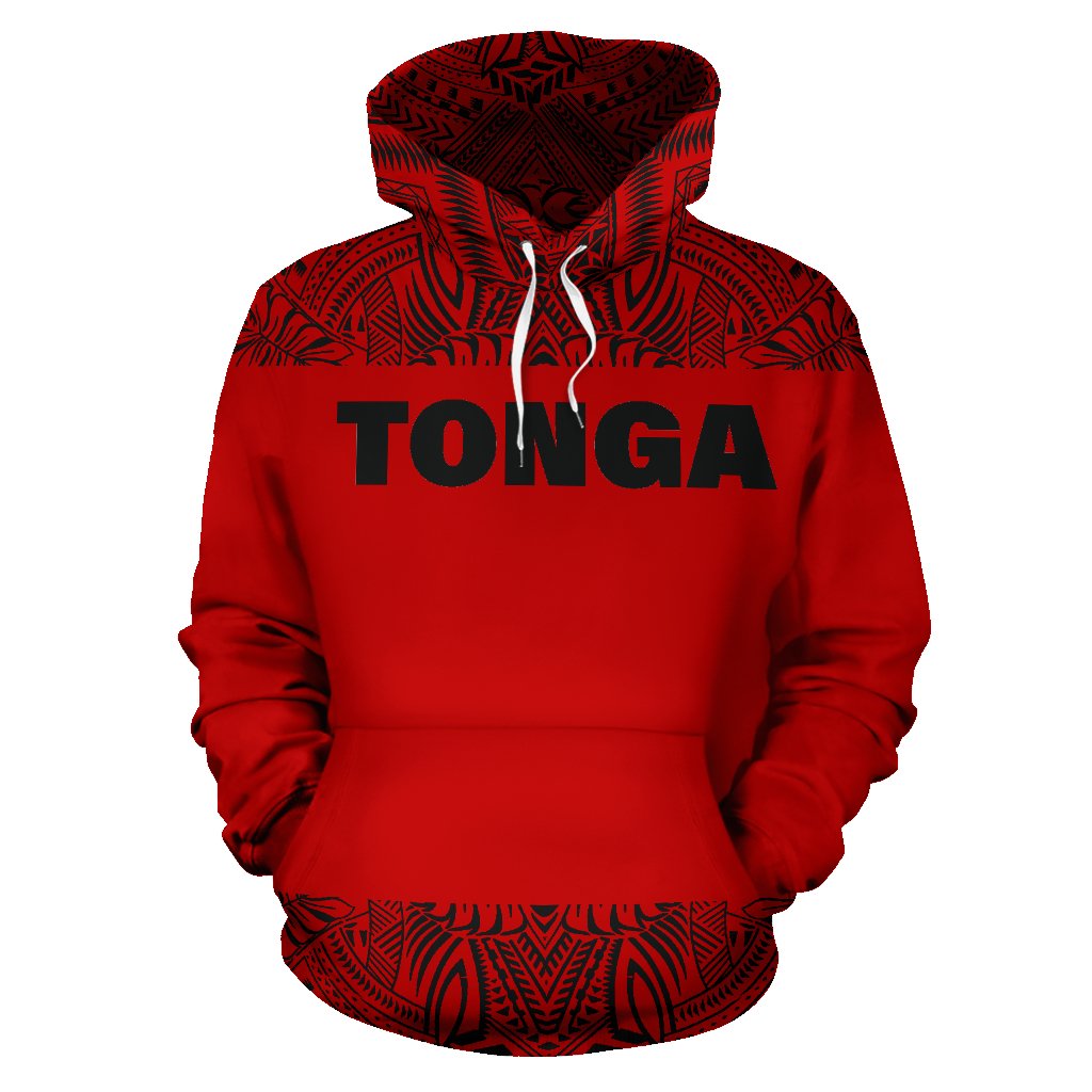 Tonga All Over Hoodie Polynesian Red and Black - Polynesian Pride