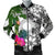 Marshall Islands Custom Personalised Men's Bomber Jacket White - Turtle Plumeria Banana Leaf White - Polynesian Pride