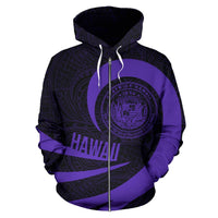 Hawaii Coat of Arms Roll In My Heart Zip up Hoodie Purple - Polynesian Pride
