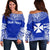 Wallis And Futuna Polynesian Chief Custom Personalised Women's Off Shoulder Sweater - Flag Version Blue - Polynesian Pride