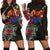 Tahiti Hoodie Dress - Tahiti Flag Hibiscus Black - Polynesian Pride