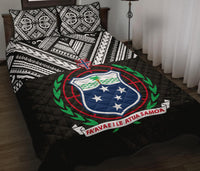 Samoa Polynesian Polynesian Quilt Bed Set - Samoa Coat Of Arms Black Version - Polynesian Pride