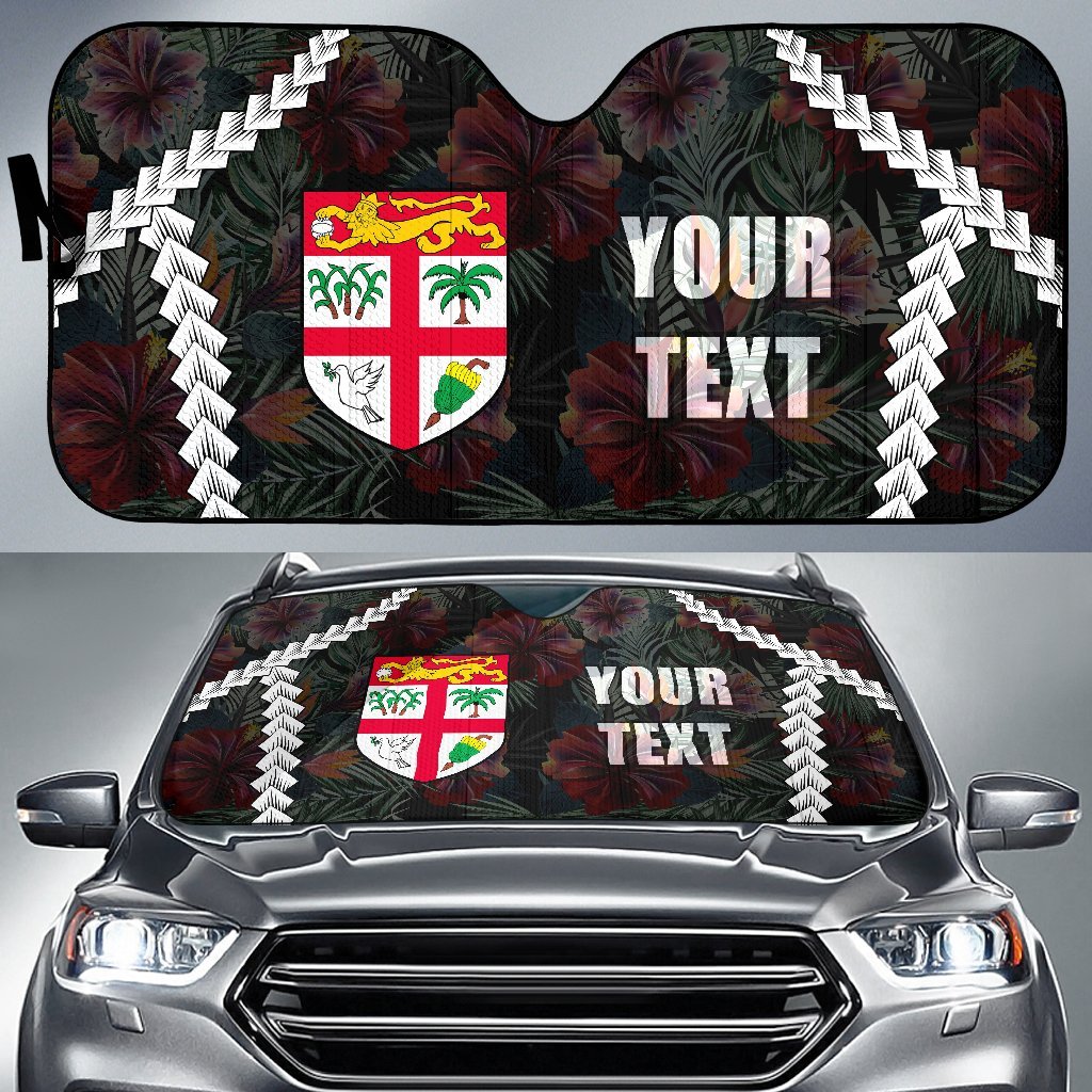 Fiji Custom Personalised Auto Sun Shades - Chain Polynesian Auto Sun Shade Universal Fit BLACK - Polynesian Pride