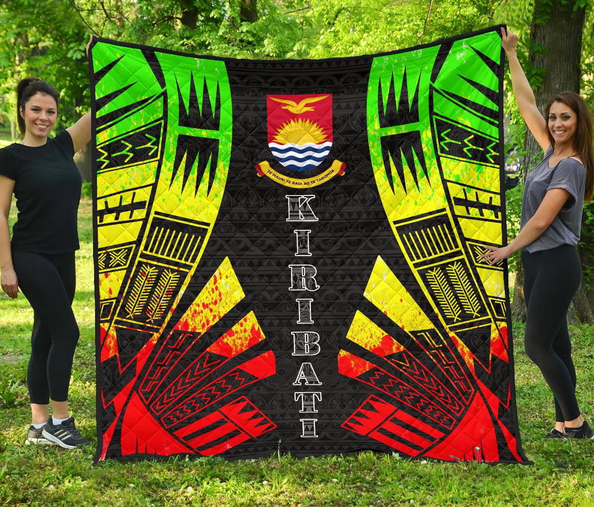 Kiribati Premium Quilt - Kiribati Coat Of Arms Polynesian Reggae Tattoo - Polynesian Pride