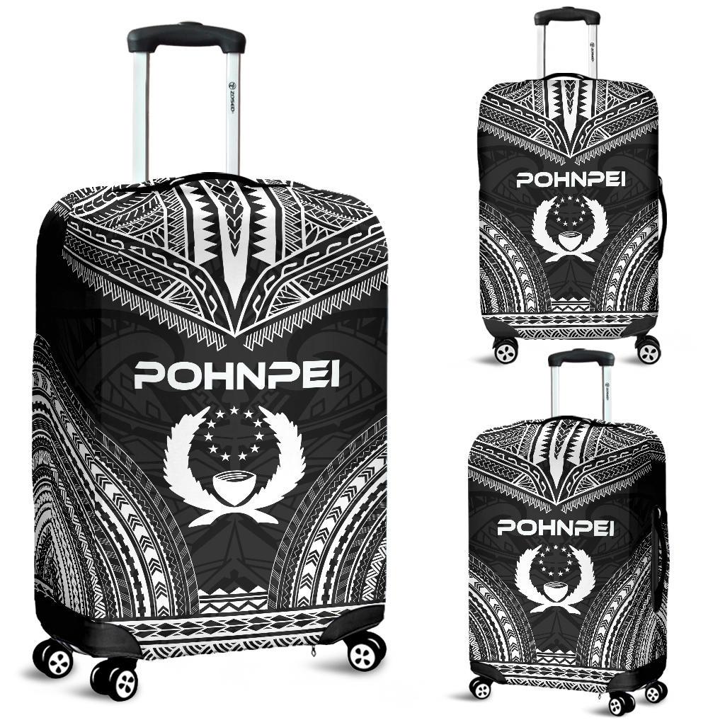 Pohnpei Polynesian Chief Luggage Cover - Black Version Black - Polynesian Pride