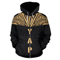 Yap All Over Zip up Hoodie Gold Neck Style - Polynesian Pride