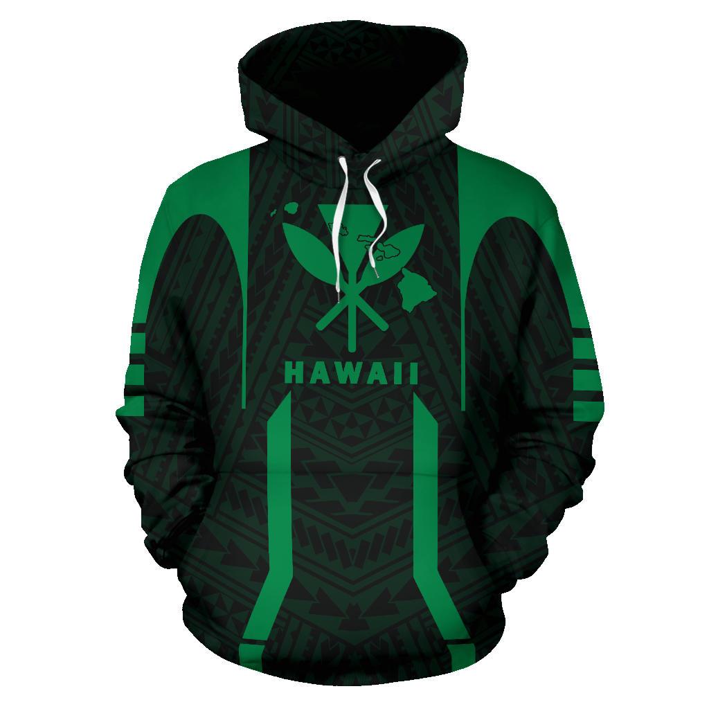 Hawaii Kanaka Polynesian Hoodie Green - Polynesian Pride