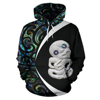 Hei Tiki New Zealand Hoodie, Maori Paua Shell Pullover Hoodie Unisex Black - Polynesian Pride