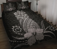 Hawaii Polynesian Pineapple Hibiscus Quilt Bed Set - Zela Style Gray - Polynesian Pride