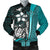 Kosrae Micronesia Men's Bomber Jackets Turquoise - Turtle With Hook Turquoise - Polynesian Pride