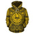 Tahiti ll Over Hoodie Tahiti Coat of rms Polynesian Gold Black Unisex Gold - Polynesian Pride