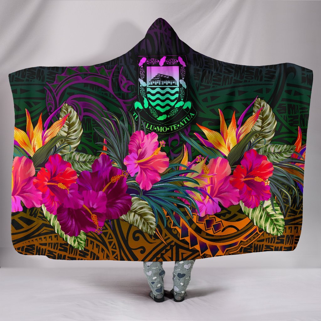 Tuvalu Hooded Blanket - Summer Hibiscus Hooded Blanket Reggae - Polynesian Pride