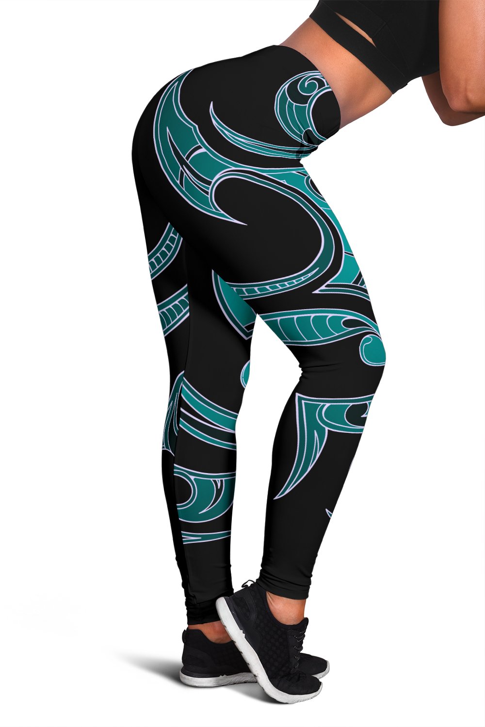 Hawaii Tribal Polynesian Tribal Women's Leggings - Turquoise - Juno Style - AH Turquoise - Polynesian Pride