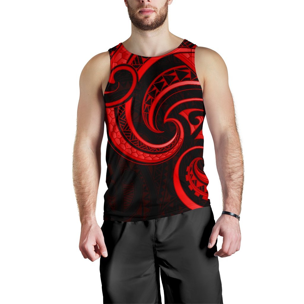 New Zealand Maori Mangopare Men Tank Top Polynesian - Red Red - Polynesian Pride