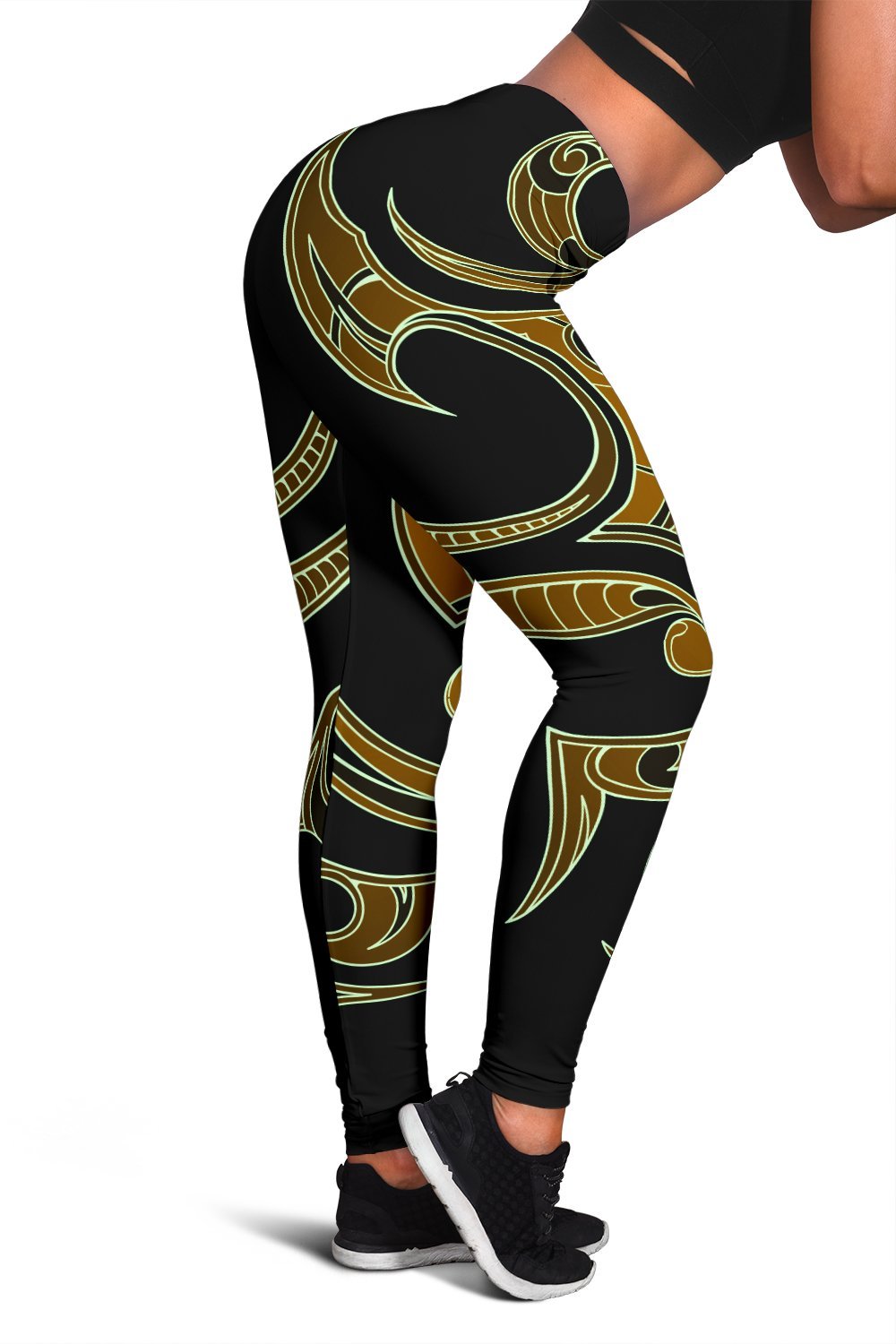 Hawaii Tribal Polynesian Women's Leggings - Gold - Juno Style - AH Gold - Polynesian Pride