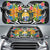 Nauru Auto Sun Shades - Coat Of Arms With Tropical Flowers Auto Sun Shade - Nauru Universal Fit Black - Polynesian Pride