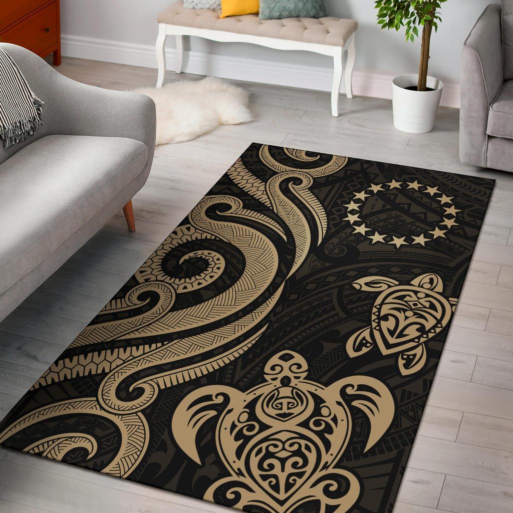 Cook Islands Area Rug - Gold Tentacle Turtle Gold - Polynesian Pride