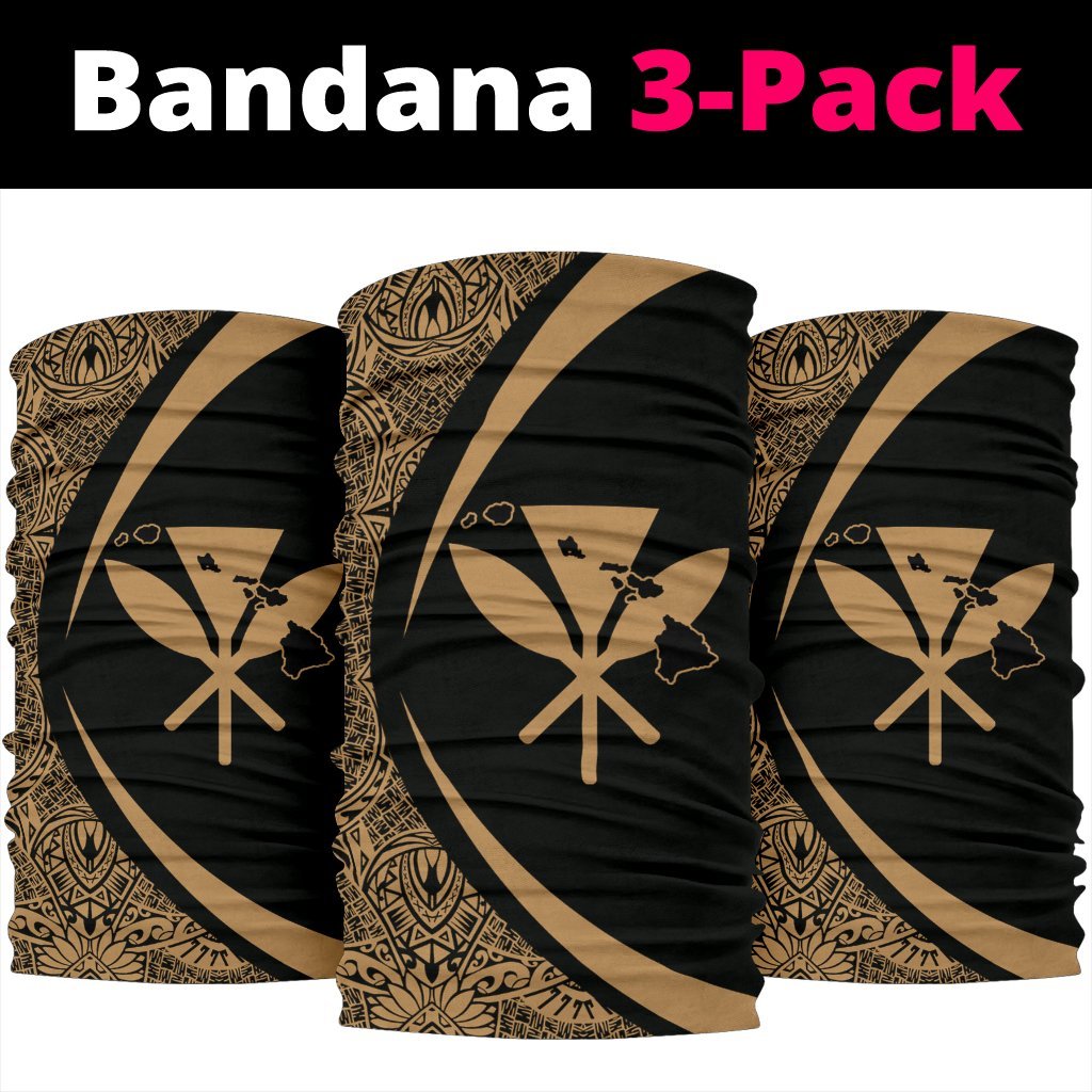 Hawaiian Bandana Kanaka Polynesian Bandana 3-Pack - Circle Style Gold - Polynesian Pride