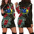 Cook Islands Hoodie Dress - Cook Islands Coat Of Arms Hibiscus Black - Polynesian Pride