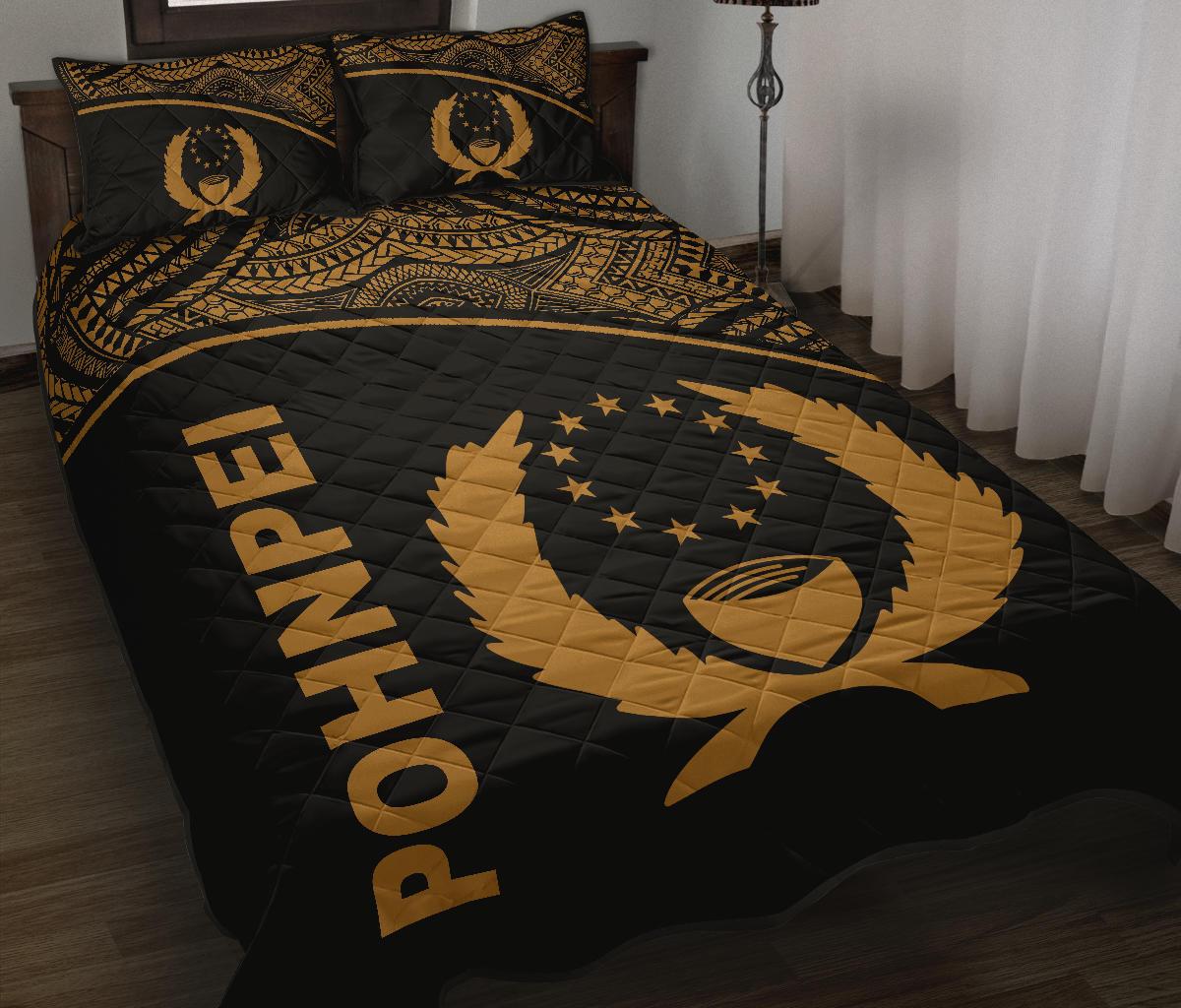 Pohnpei Quilt Bed Set - Chuuk Flag Curve Version - Polynesian Pride
