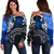 Samoa Women's Off Shoulder Sweater - Samoa Seal Wave Style (Blue) Blue - Polynesian Pride