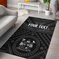 Fiji Personalised Area Rug - Fiji Seal With Polynesian Tattoo Style ( Black) - Polynesian Pride