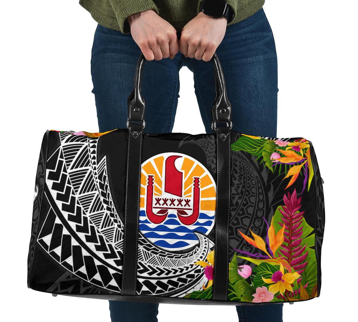 Tahiti Travel Bag - Custom Personalised Seal Spiral Polynesian Patterns Travel Bag - Black - Tahiti One size Black - Polynesian Pride