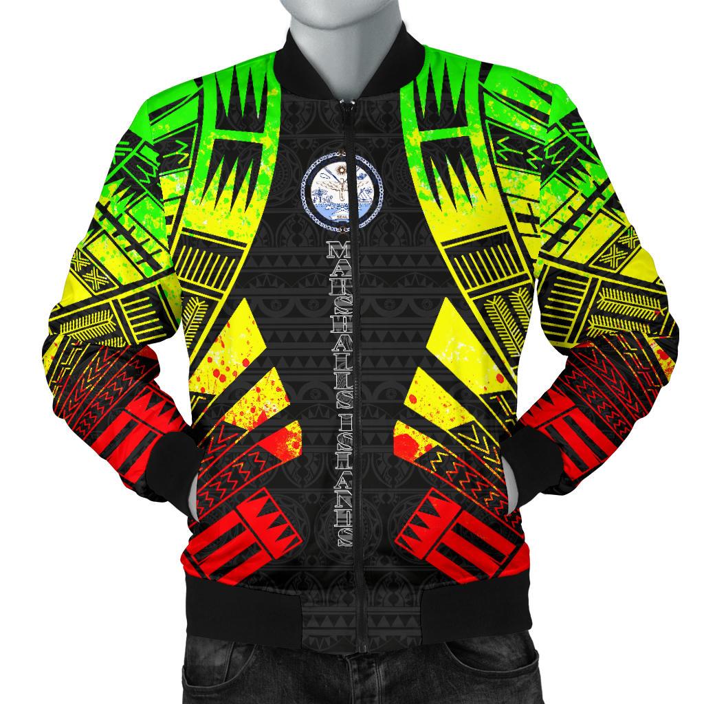 Marshall Islands Men Bomber Jackets - Polynesian Tattoo Reggae Reggae - Polynesian Pride