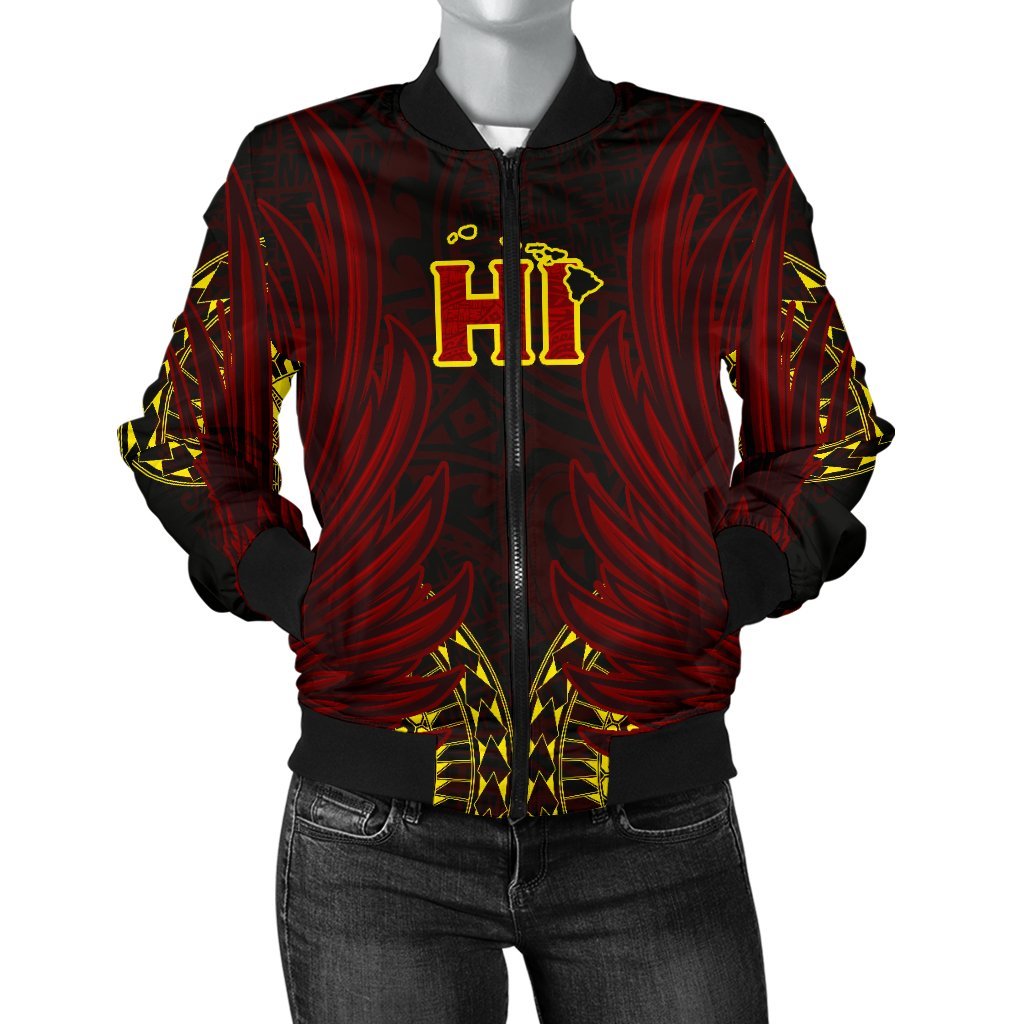 Hawaiian Women's Bomber Jacket Kanaka Wings Hawaii Women's Bomber Jacket - JV Style Art - Polynesian Pride