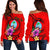 Guam Polynesian Custom Personalised Women's Off Shoulder Sweater - Floral With Seal Red Red - Polynesian Pride