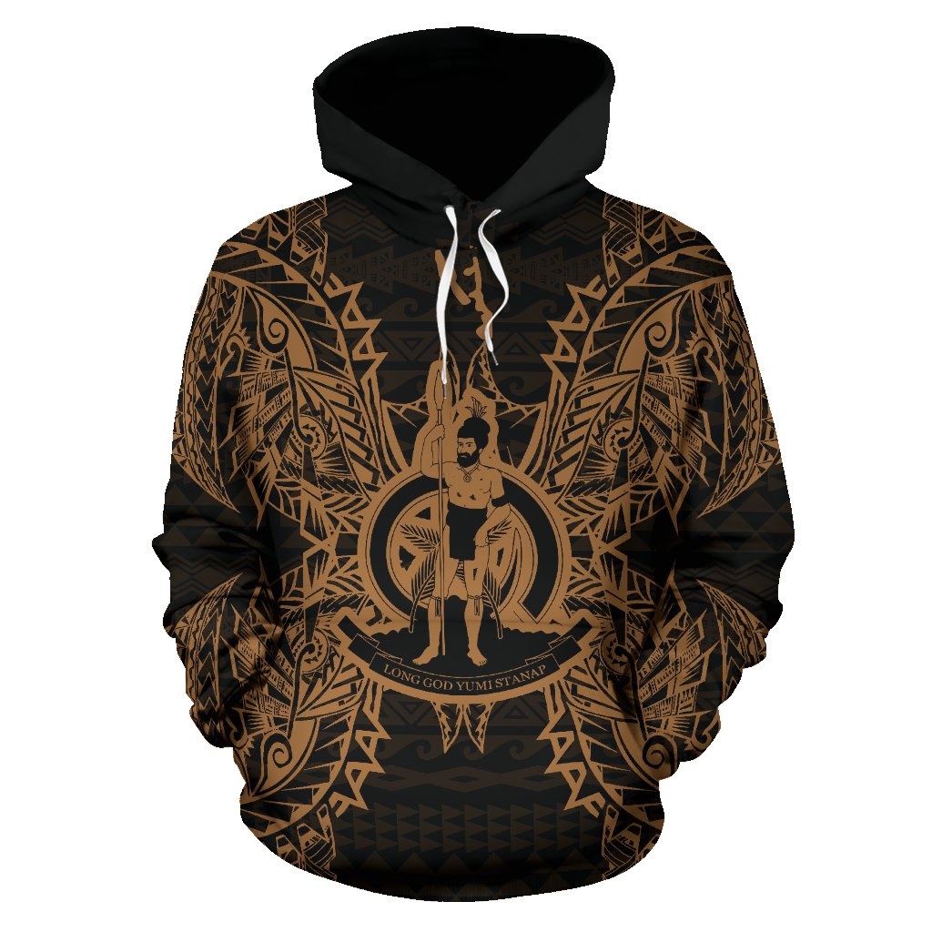 Vanuatu Polynesian ll Over Hoodie Map Gold - Polynesian Pride