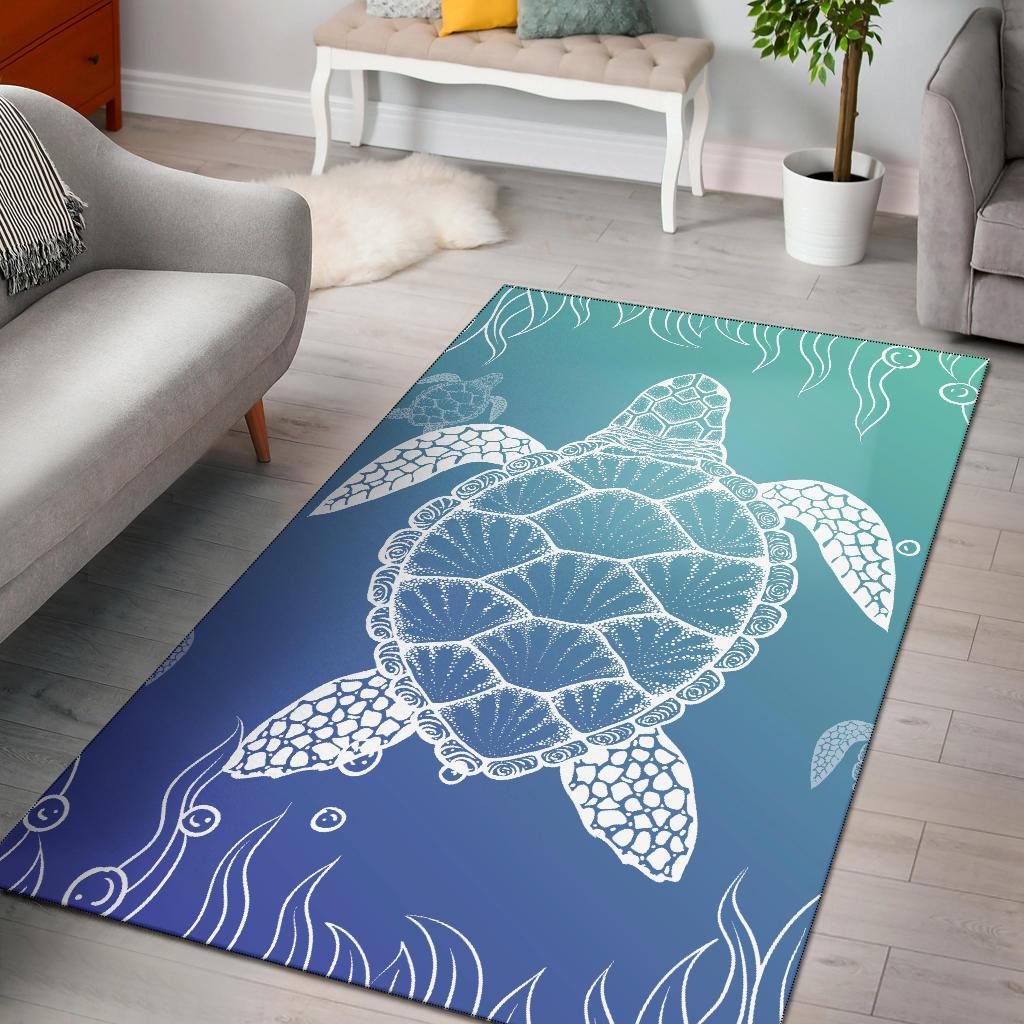 Turtle Gardiant Background Area Rug AH Black - Polynesian Pride