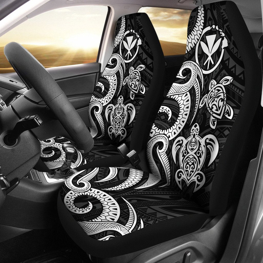 Polynesian Hawaii Car Seat Covers - White Tentacle Turtle Universal Fit White - Polynesian Pride