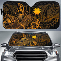 Nauru Auto Sun Shades Turtle Hibiscus Gold Auto Sun Shade Universal Fit Gold - Polynesian Pride