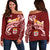 Fiji Women's Off Shoulder Sweater - Fiji Seal Polynesian Patterns Plumeria (Red) - Polynesian Pride