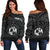 Tonga Personalised Women's Off Shoulder Sweater - Tonga Seal With Polynesian Tattoo Style (Black) - Polynesian Pride